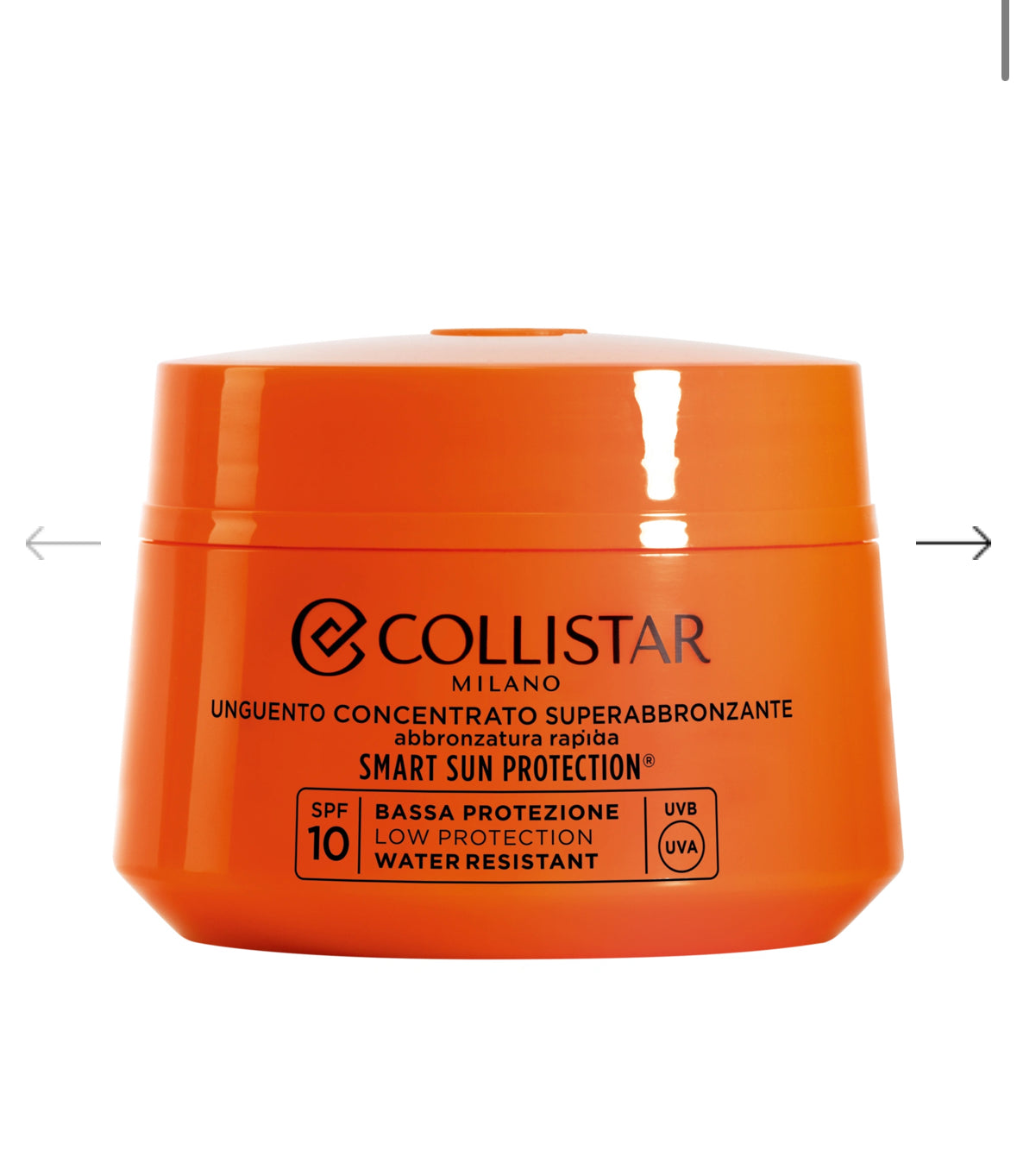 UNGUENTO CONCENTRATO SUPERABBRONZANTE SPF 10
Abbronzatura rapida - water resistant