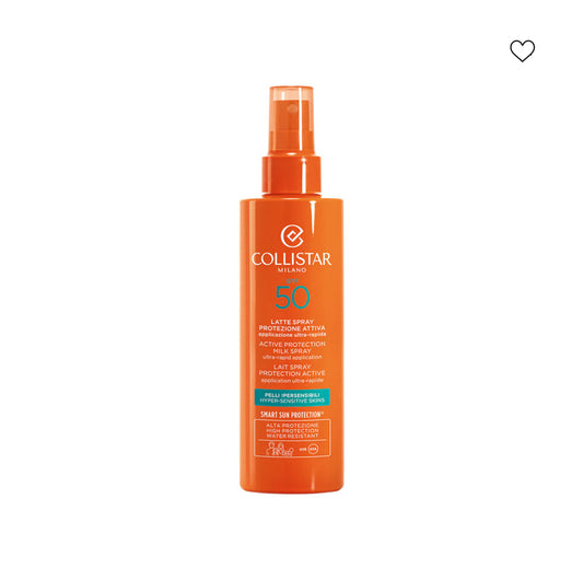 COLLISTAR
Abbronzatura
Latte Spray Protezione Attiva SPF50
Latte solare corpo alta prot