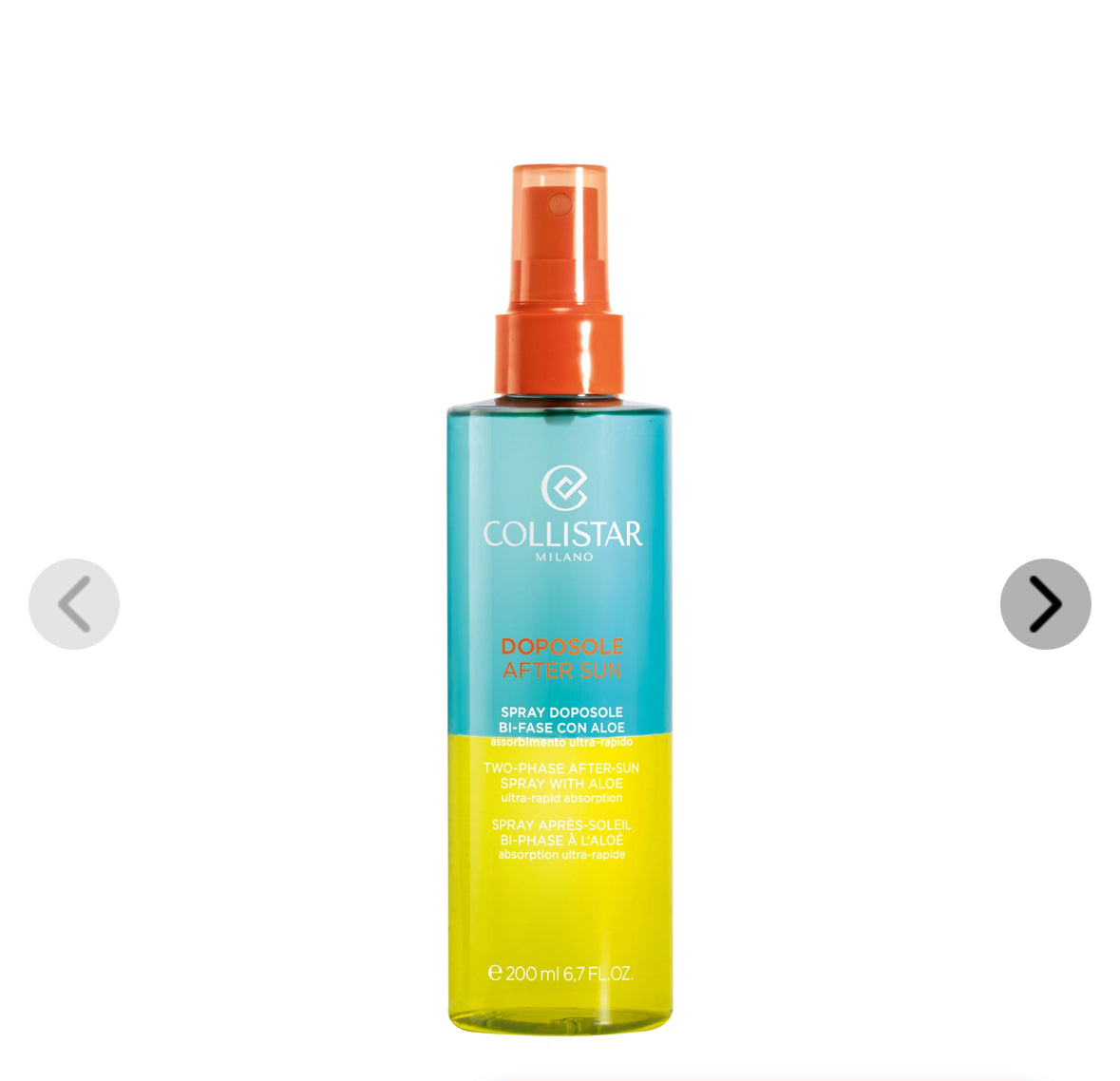 SPRAY DOPOSOLE BI-FASE CON ALOE
Assorbimento ultra-rapido