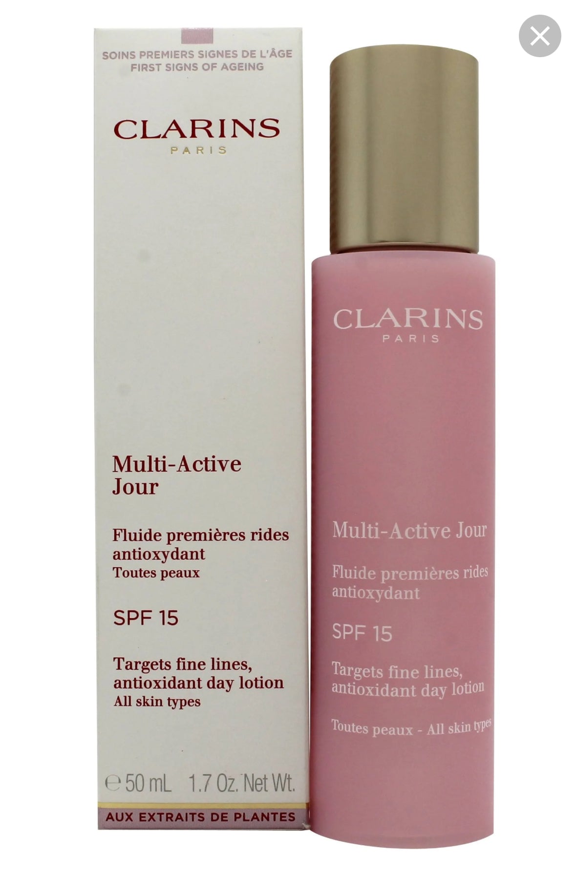 CLARINS fluido antiossidante contro le prime rughe ,spf 15 ,x tutti i tipi di pelle 50 ml