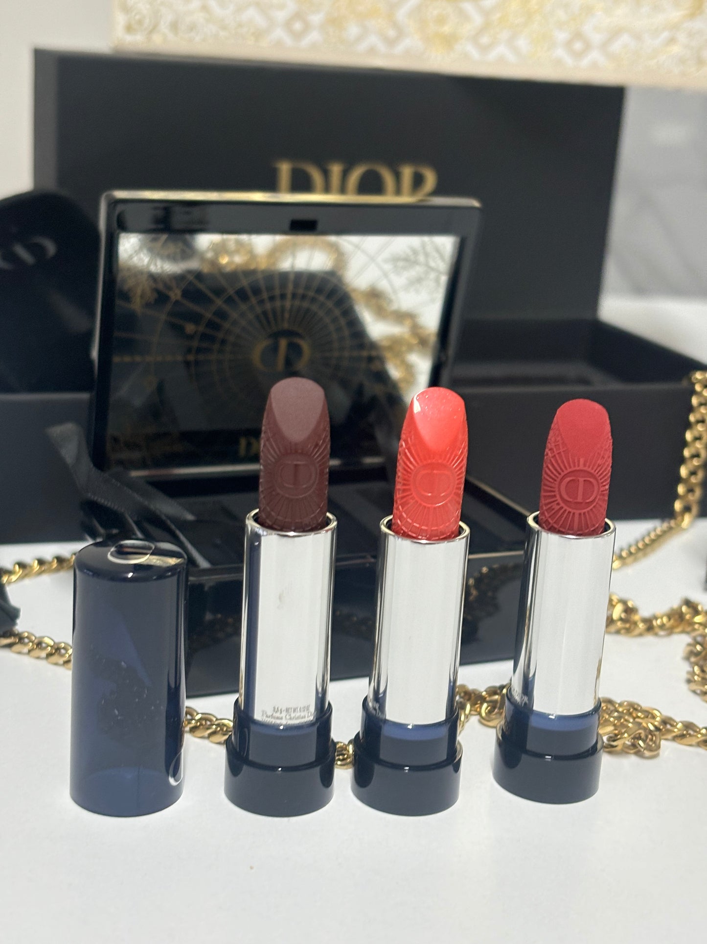 DIOR rouge minaudiere custodia e porta rossetto x3 ricariche, edizione limited edition